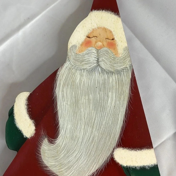 VINTAGE Handcrafted Painted Folk Art Sleeping Santa Claus Wooden Shelf Sitter - Picture 2 of 7